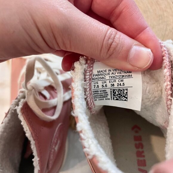 Converse Women's Chuck Taylor All Star Lined Leather Platform Hi Top Shoe Pink - Picture 12 of 12